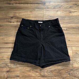 Black denim shorts